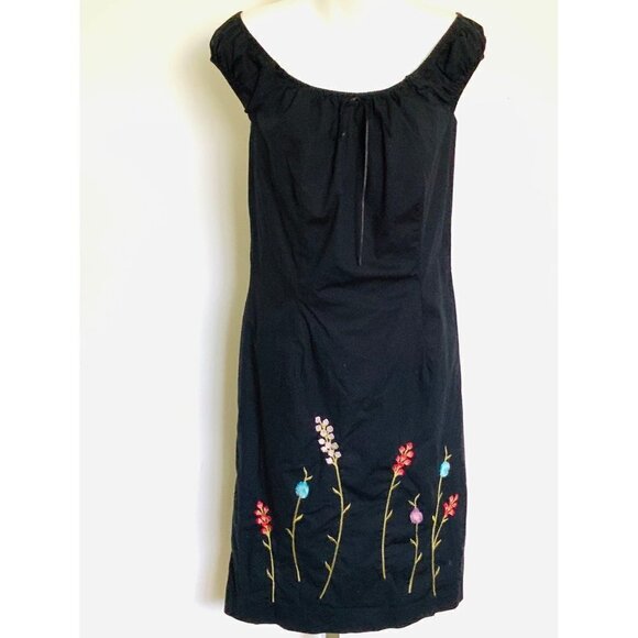ABS. Vintage 1990s dress size 12 embroidered trim  peasant neckline & sleeves - Picture 1 of 7